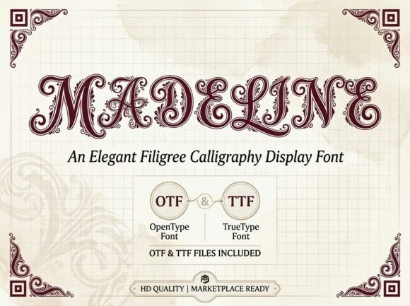 Discovering Madeline: An Elegant Filigree Calligraphy Display Font
